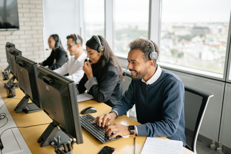 call center agents working