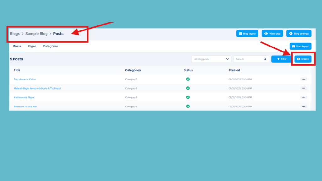 Publish your first post in Syteme.io