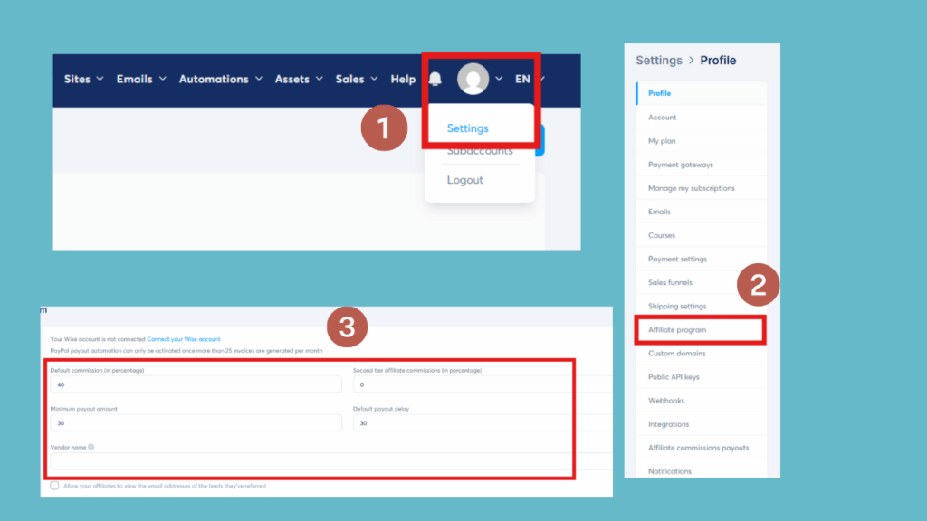 run your own affiliate program in systeme.io