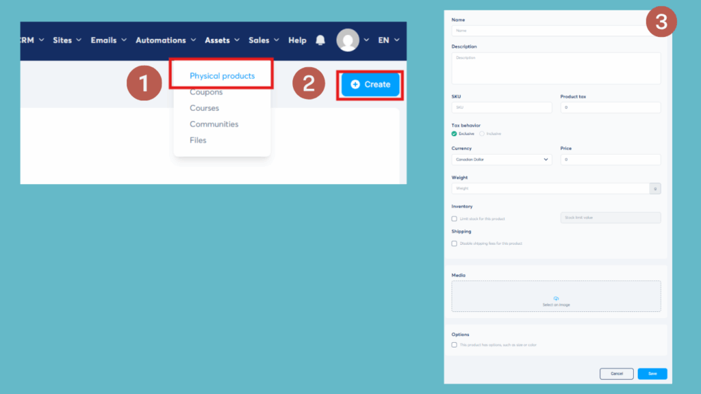 sell physical products in systeme.io